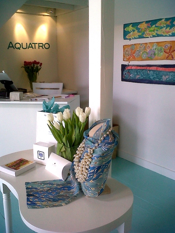 Photograph of the interior of Aquatro Gallery; Rocky Neck's newest gallery for 2012